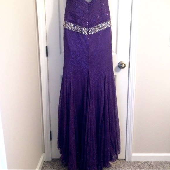 Purple Beaded Sequined Gown - Picture 2 of 8